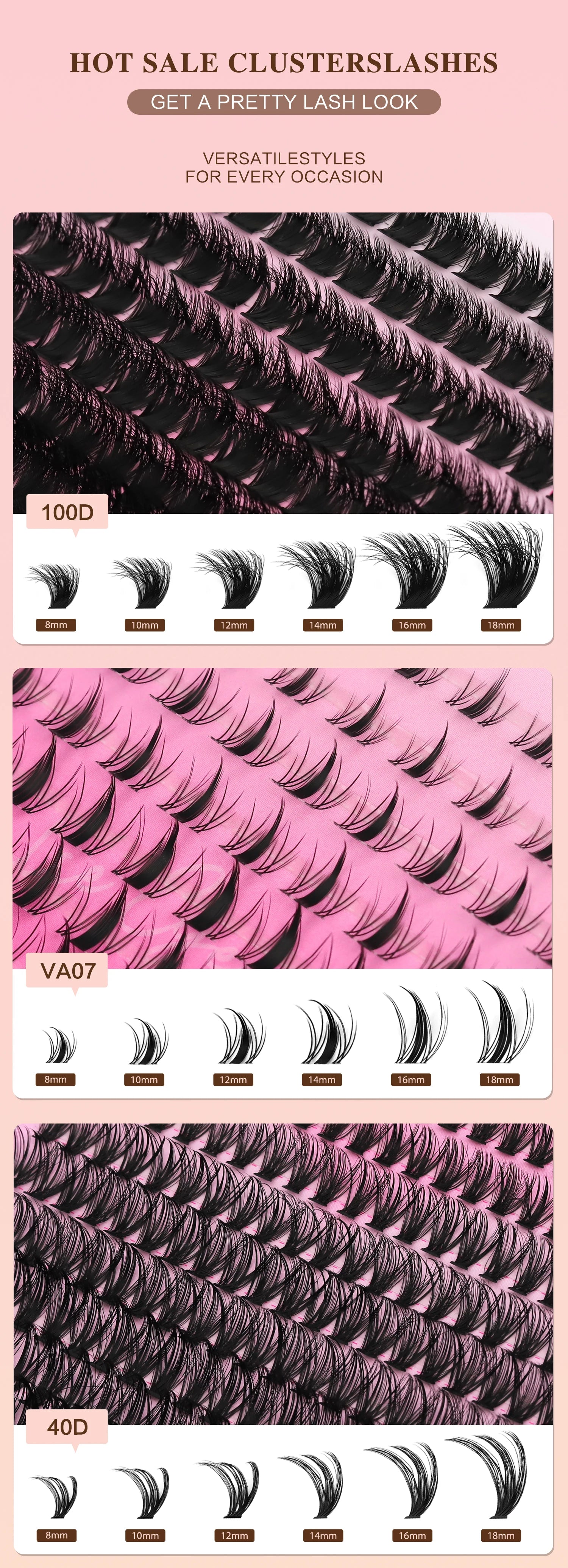WOSHEER Eyelash Clusters Kit Thick Individual Lashes Lash Bond And Seal And Remover Faux Mink Lashes Eyelash Extension DIY