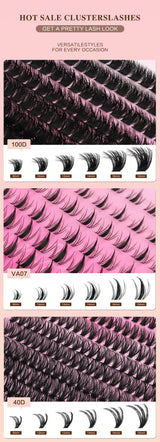 WOSHEER Eyelash Clusters Kit Thick Individual Lashes Lash Bond And Seal And Remover Faux Mink Lashes Eyelash Extension DIY