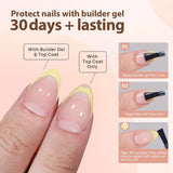 150Pcs/Box Acrylic Press on Nails Full Cover Fake False Tips Soft Gel Extension T-shaped Oval Capsule Almond Sculpted Salon DIY