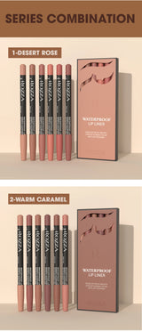Rozza Waterproof Lip Liner Pencil Set, Weightless Precise Liner with Super Soft Blendable Texture Matte Soft