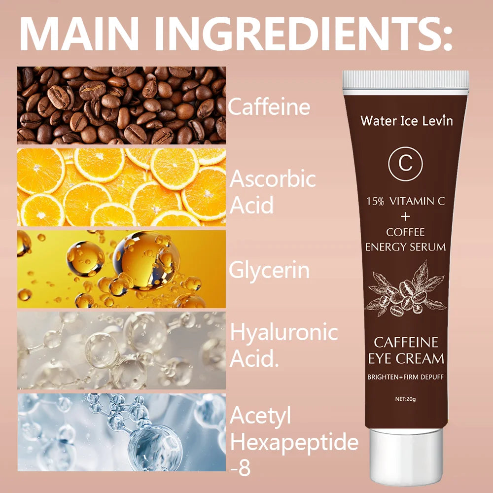 Caffeine Eye Cream with 15% Vitamin C to Lighten dark circles and Tighten Skin Instant Eye Repair Essence Women's Eye Care