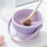 Silicone Makeup Brush Cleaning Bowl, Beauty Egg Tool with Drying Shelf – Storage Set for Powder Puff & Brushes