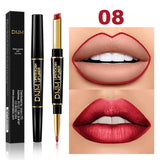 DNM 2 In 1 Matte Lipstick Pencil Double Head Lip Liner Pen Long Lasting Waterproof Lady Charming Nude Red Lipliner Pencil Makeup