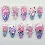 24 false nail pieces shipped randomly, Instagram-style false nails, wearable full-coverage almond-shaped press-on nails.