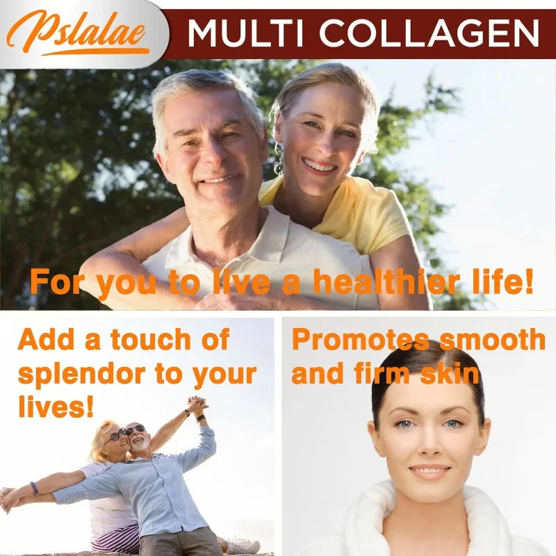 Multi Collagen Capsules - Collagen Skin Whitening & Anti-Aging - Vitamin C, Hyaluronic Acid, Gluten Free Supplement