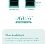 DIYDAY Ellipse Flat Eyelash Extensions 0.15 0.20 Super Softer Individual Flat Lashes Natural Look False Eyelashes for Makeup