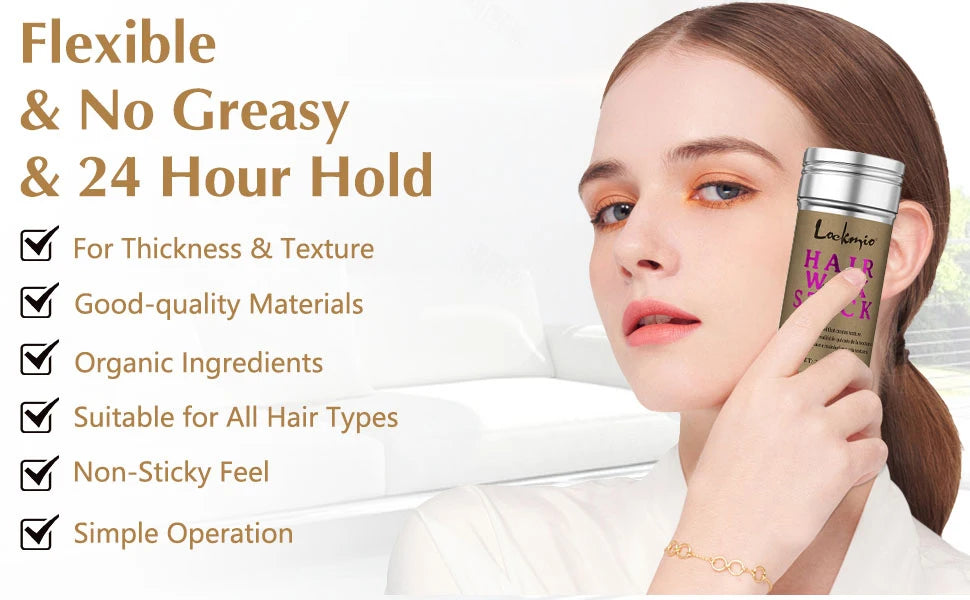 Baby Bangs Styling Gel Hair Pomade Edge Control Wax for Wig Women 24 Hour Long Lasting Hairline Shape Cream Solid Hair Wax Stick