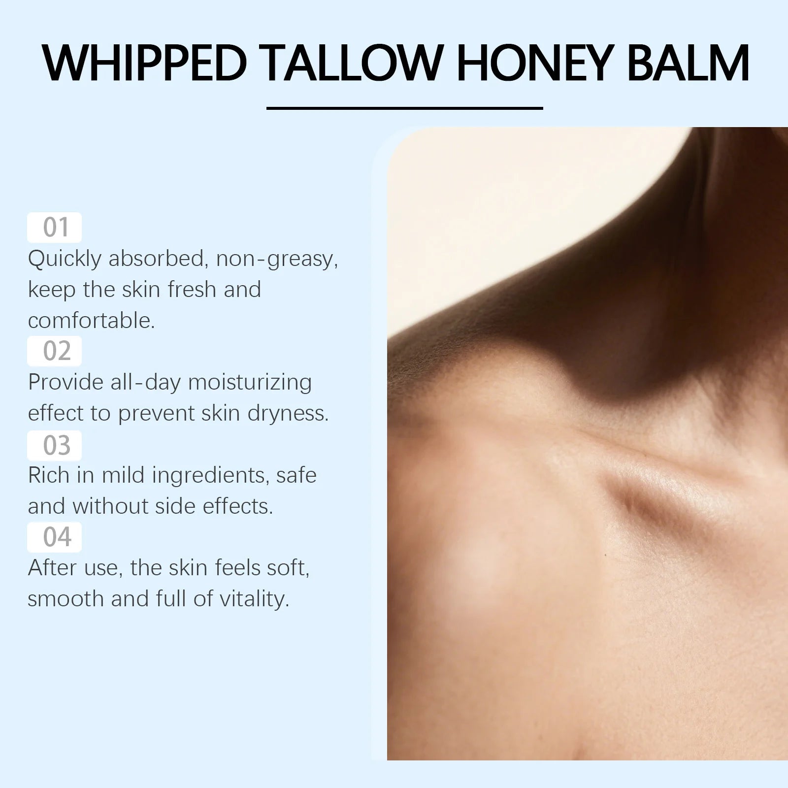 Whipped Tallow Honey Balm Deep Moisturizing for Dry Cracked Skin Non-Greasy Body Butter Brightening Tightening Face Cream Care