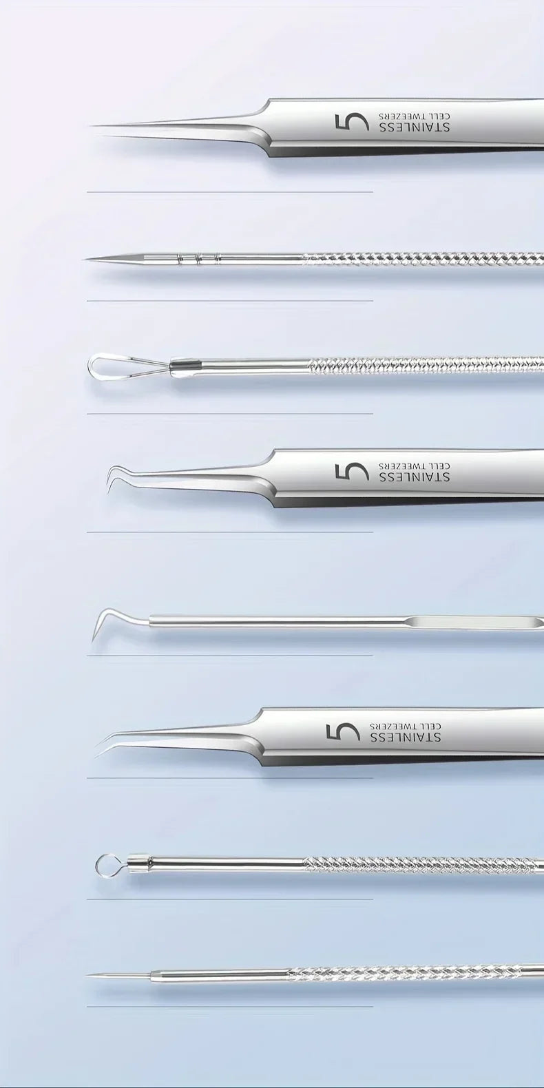 Optional 4Pcs 7Pcs 8Pcs Stainless Steel Skin Care Tool Set For Blackhead And Pimple Household Salon Grooming Accessory
