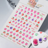 1PCS Summer Eyes 3D Jelly Nail Stickers Sausage Mouth Big Lips Smile Expression Design Self Adhesive Nail Art Stickers