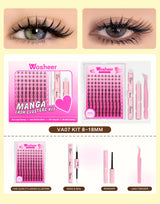 WOSHEER Eyelash Clusters Kit Thick Individual Lashes Lash Bond And Seal And Remover Faux Mink Lashes Eyelash Extension DIY