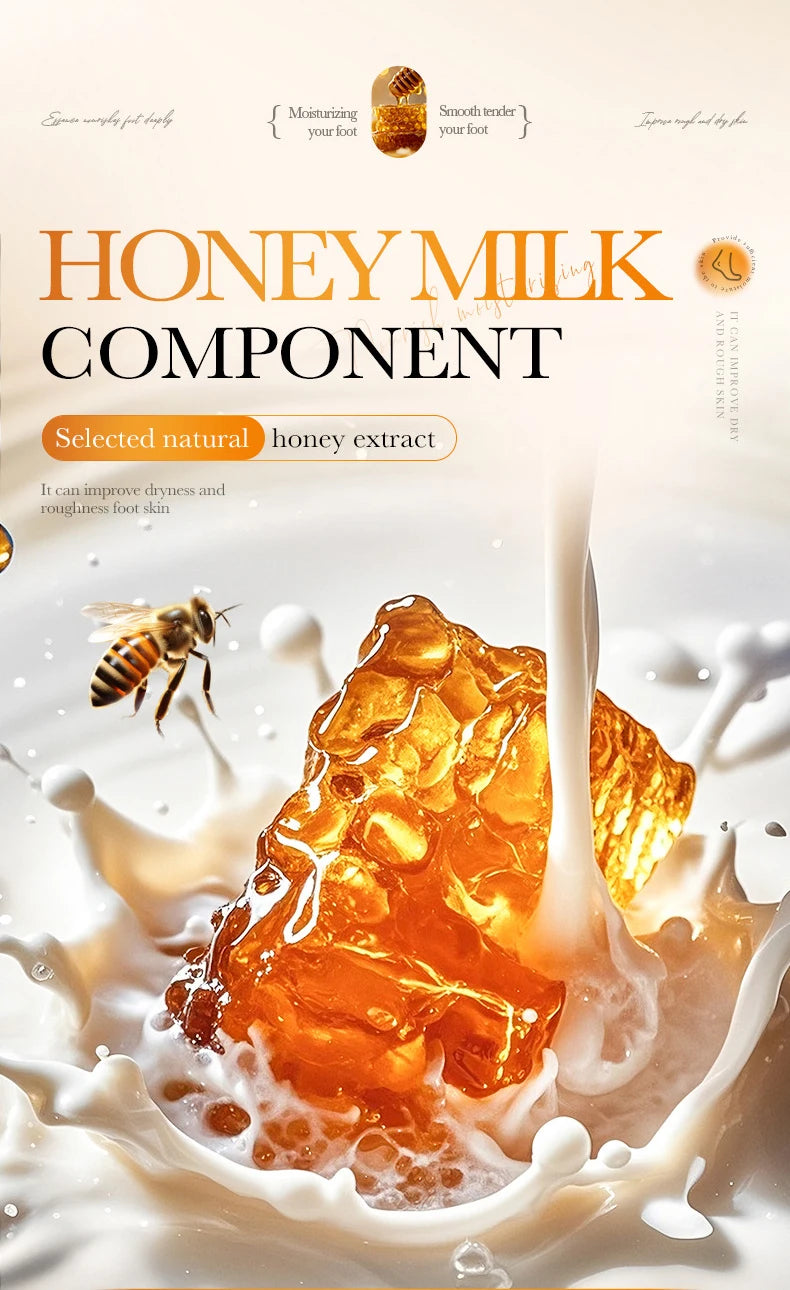 5 Pairs SADOER Honey Milk Nourishing Exfoliating Foot Mask Improves Rough Skin Smooths And Delicately Tenders Feet Skin Care