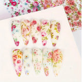 10PCS Mixed Nail Art Foils Transfer Sticker Set Rose Flower Designs Floral Starry Sky Nail Wraps Wedding Summer Manicure Decor