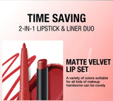 Integrated waterproof lipliner+lipstick lipstick lipstick set,no smudge,no fade,no cup,durable,easy to create a perfect makeup!