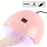 Professional Nail Art Kit with 54W UV Lamp Glue Dryer Polisher Dead Skin Remover Finger Separator Manicure Pedicure Home Use