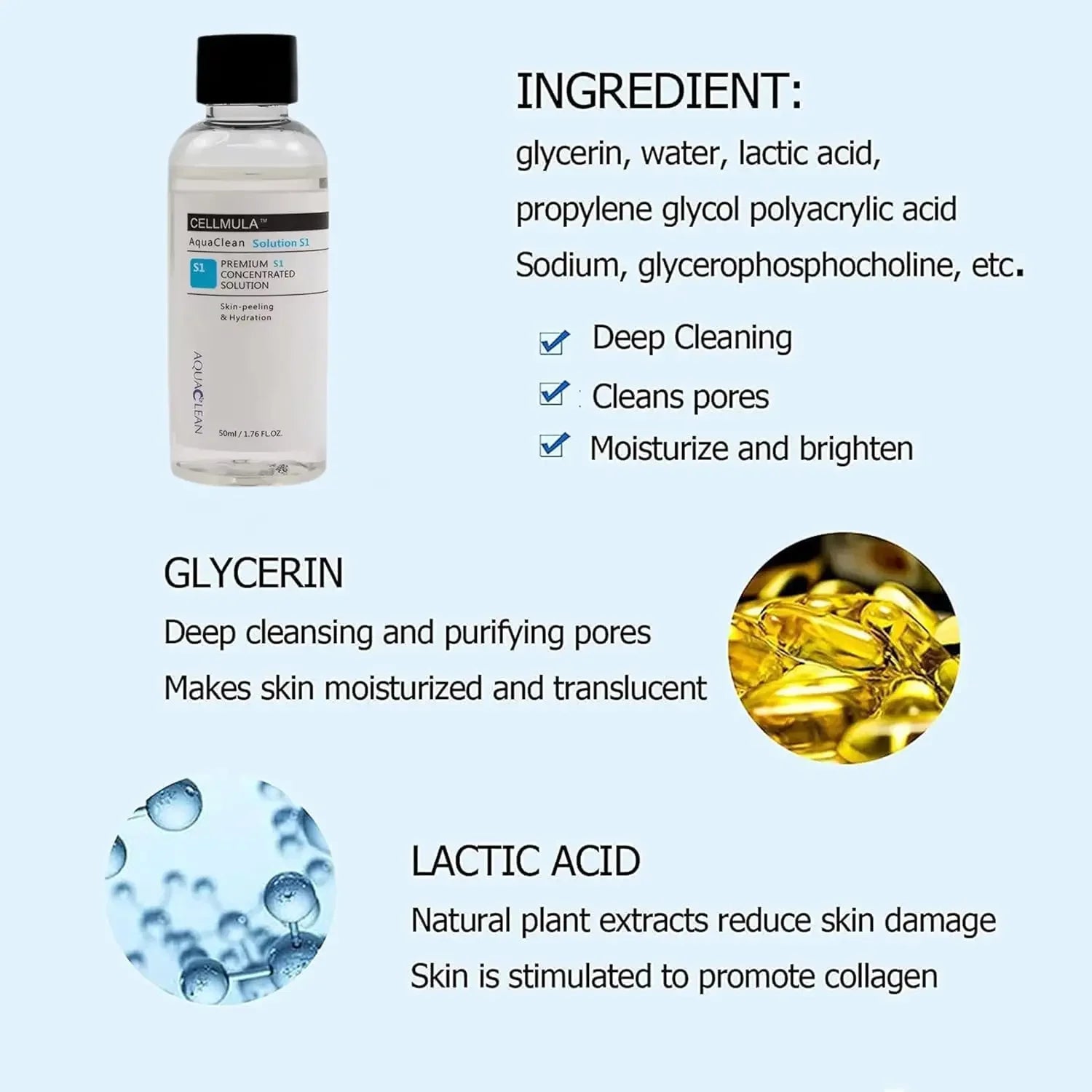 3 Bottles Concentrate Solution S1 S2 S3 for SPA Aqua Peeling Facial Care Skin Moisturizing Deep Clean Face Peeling Solution