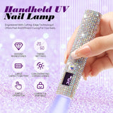 Mini Handheld UV LED Nail Lamp With Diamonds Portable Nail Dryer For Curing Gel Polish With Display Manicure Machine