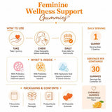 All Femme Chewable Feminine Wellness Support Gummies with Probiotics Prebiotics Hyaluronic Acid Vitamin B6 and Zinc 30 Gummies