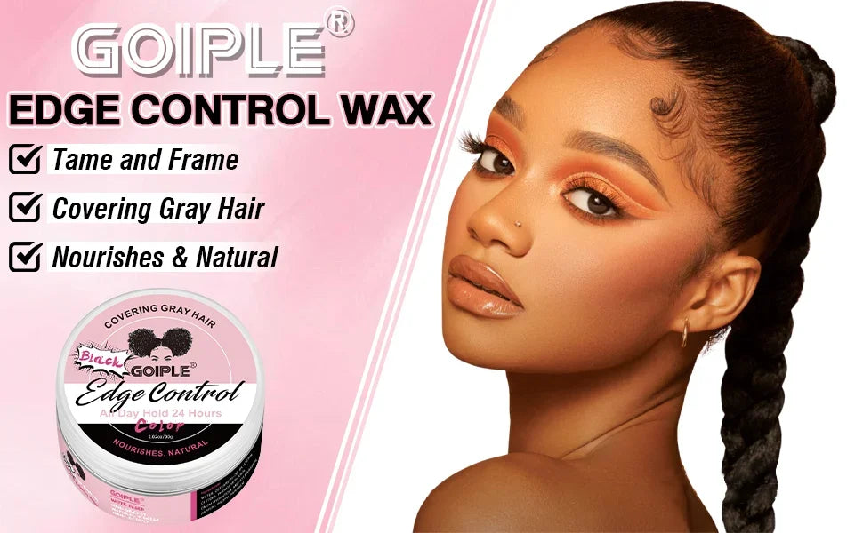 GOIPLE Edge Control Gel for Covering Gray Hair Filling In Thin Areas Black Styling Wax Strong Hold Broken Hair Finishing Pomade