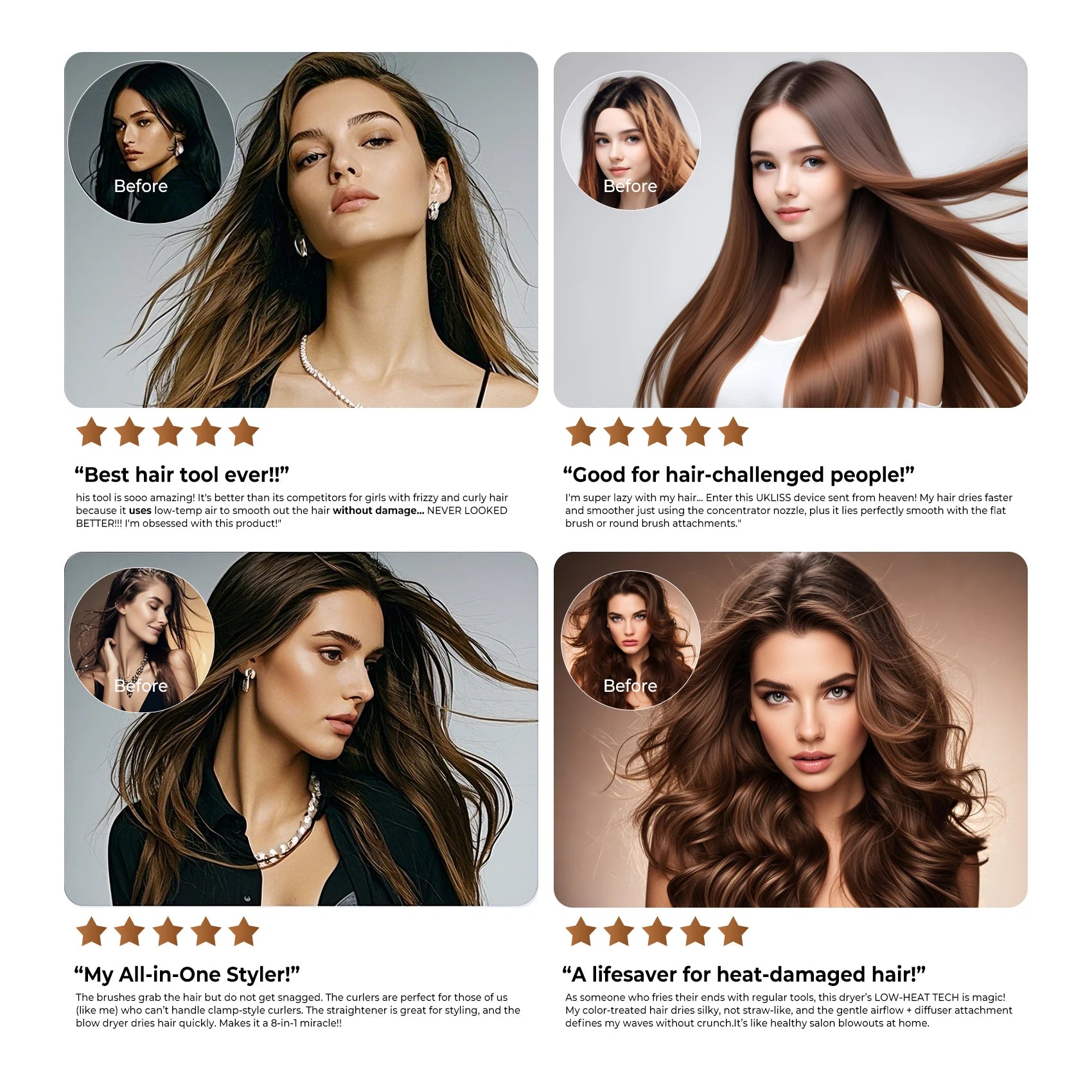 8 in 1 Hair Dryer Brush High Speed Brushless Blow Dryer Negative Ionic Hair Heating Brush Hot Air Styling Comb Auto Hair Curle