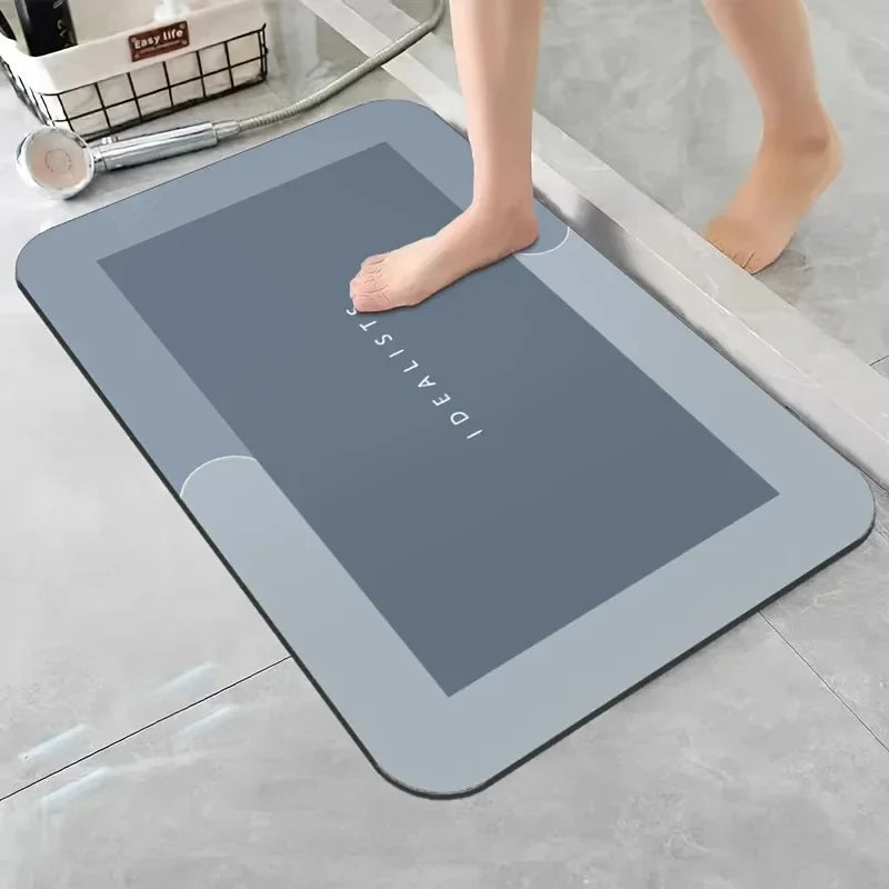 Diatomaceous Earth Bath Mat Super Absorbent Non Slip Fast Drying Soft Floor Mat for Shower Laundry Bedroom Kitchen RV Bathroom