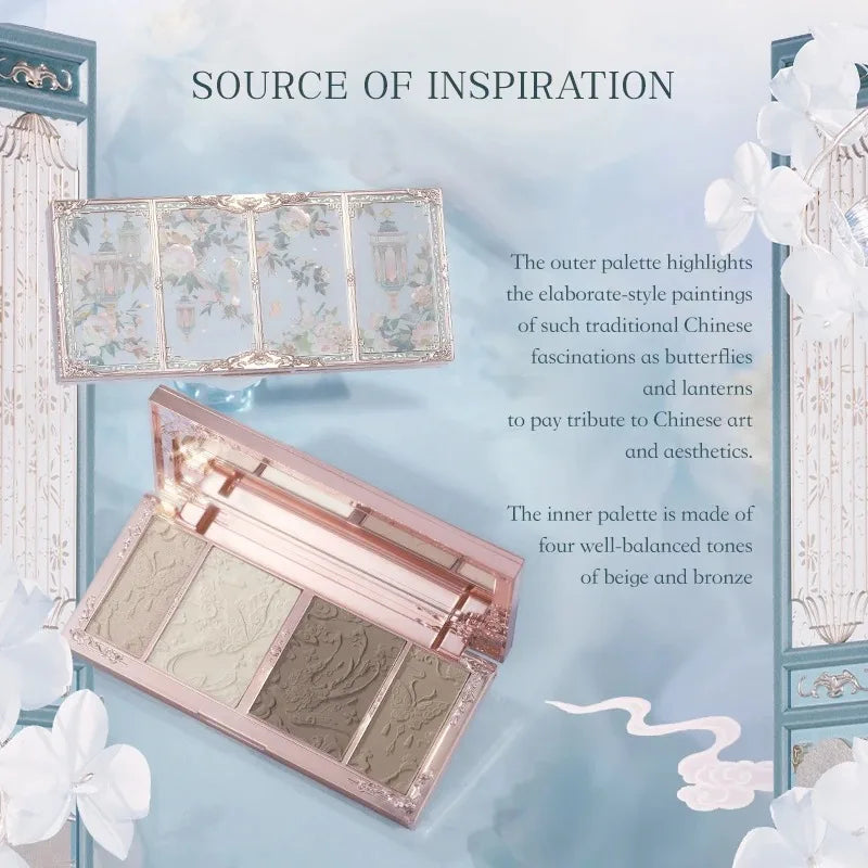 Flower Knows Makeup Butterfly Cloud Collar Collection Embossed Highlight&Contour Palette Face Powder Iluminador Contouring Kit