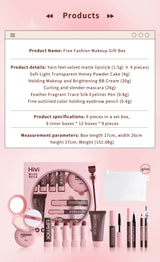 Women's Christmas makeup set, 9 lipsticks & powder press &BB cream & eyebrow pencil & mascara & eyeliner set,for women and girls