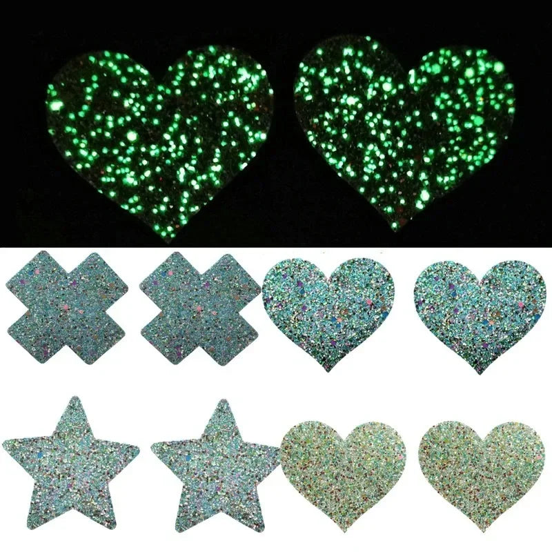 Sexy Nipple Pasties Invisible Disposable Breast Patch Clover Luminous Glitter Breast Lift Tape Chest Stickers Bara Nipple Covers
