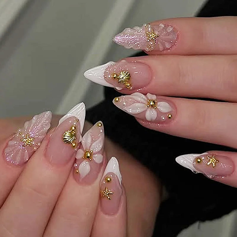 24 false nail pieces shipped randomly, Instagram-style false nails, wearable full-coverage almond-shaped press-on nails.