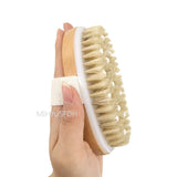 2 In 1 Dry Skin Body Massage Brush Natural Bristle Dead Skin Remover Anti Cellulite Exfoliates Blood Circulation Massage Tools