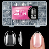 100/320/600Pcs Short Almond Nail Tips Soft Gel Nail Tips Full Cover False Nail Tips For Acrylic Nails  Salon Home Press On Nails
