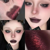 Pearlescent Polarized Green Lip Mud Gloss Fine Shimmer Lip Glaze Plumping Gothic Black Moisturizing Shiny Halloween Lips Makeup