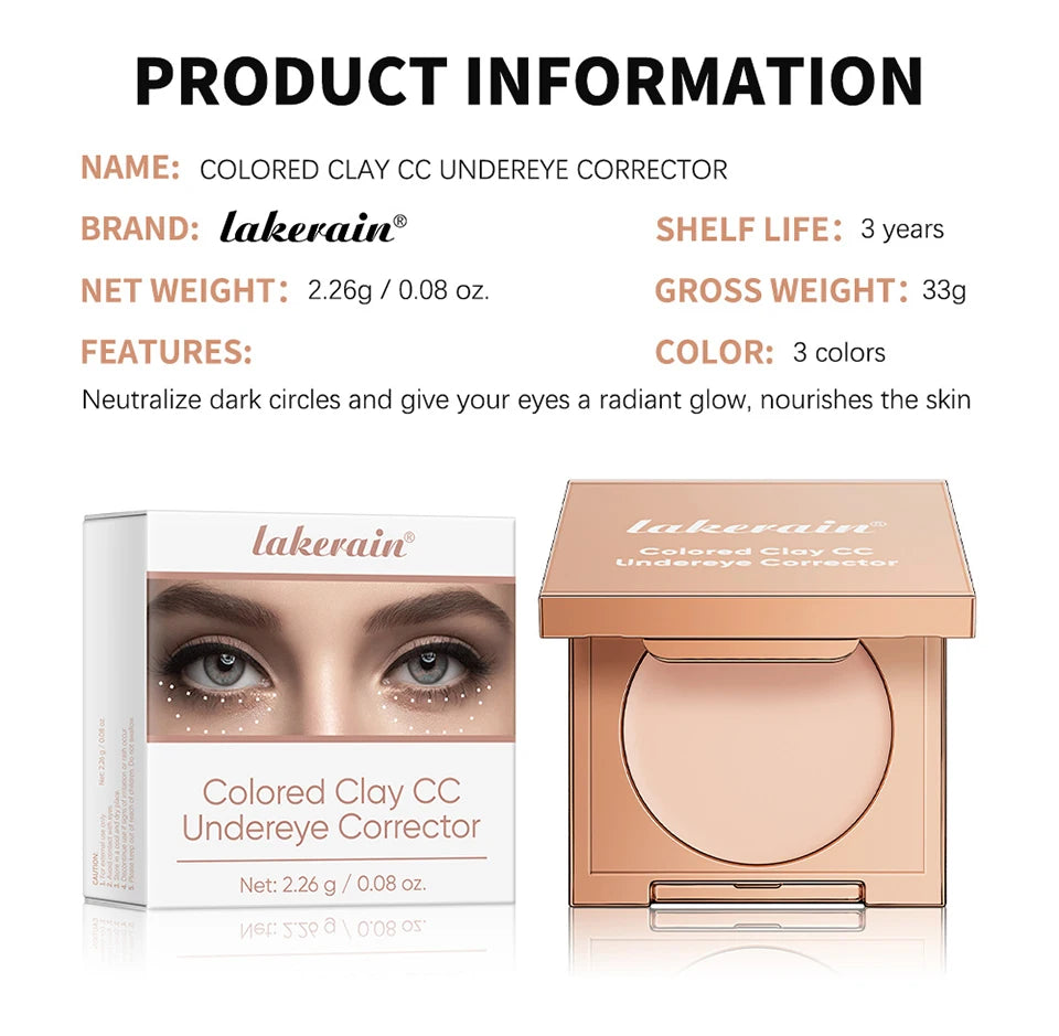 Undereye Color Correction Concealer Fine Clay Texture Brightening Smoothing Skin Waterproof Moisturizes Quick Cover Dark Circles