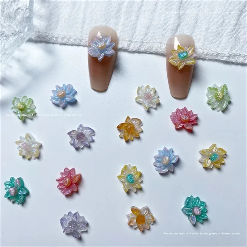 50pcs Vampire Nails Accessories Mixed Resin Ribbon Bow Camellia Tulip Heart Nail Art Charms Decorations Supplies Parts DIY Jewel