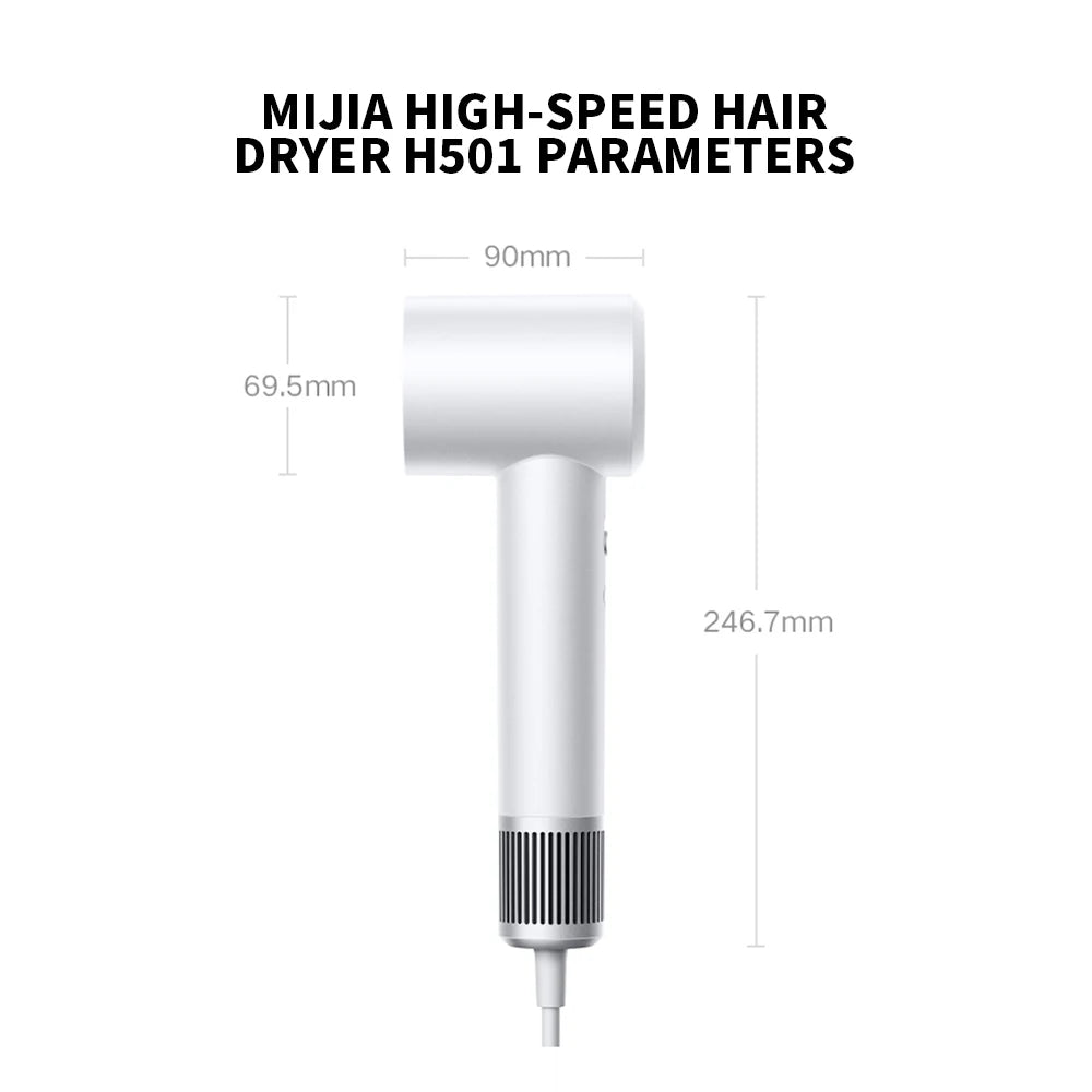 New MIJIA H501 High Speed Anion Hair Dryers Wind Speed 62m/s 1600W 110000 Rpm Professional Hair Care Quick Drye Negative Ion
