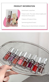 Gege Bear Glittering Mirror Lip Glaze, Watery Shimmering Light Lip Gloss Makeup 8 Colors, Hydrating Moisturizing, Long Lasting