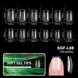 Luxury False Nail Tips Soft Gel Fingertip Semi-matte Capsules Almond French Coffin Full Cover Artificial Fake Nails Extension