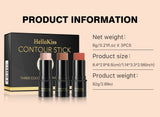 1 Set of 3 Contouring Sticks, Highlighter Stick, Blush Stick, 3-Piece Cream Contouring Set, Create Facial Contours, Non-Greasy