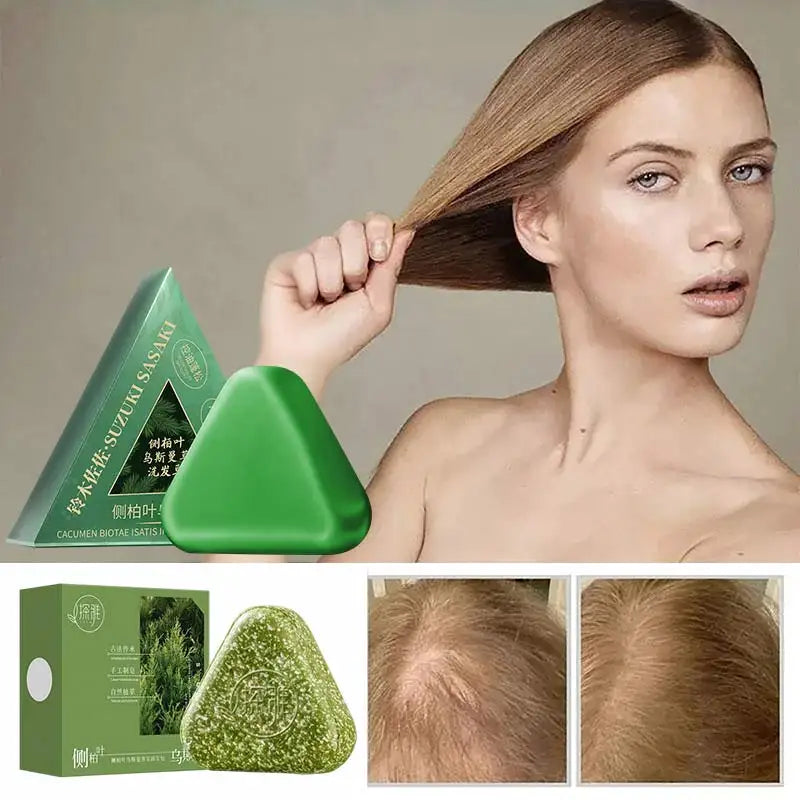 Usman Grass & Platycladus Herbal Shampoo Soap Natural Hair Loss Treat Strengthens Roots Controls Oil Cleanses Scalp Hair Growth