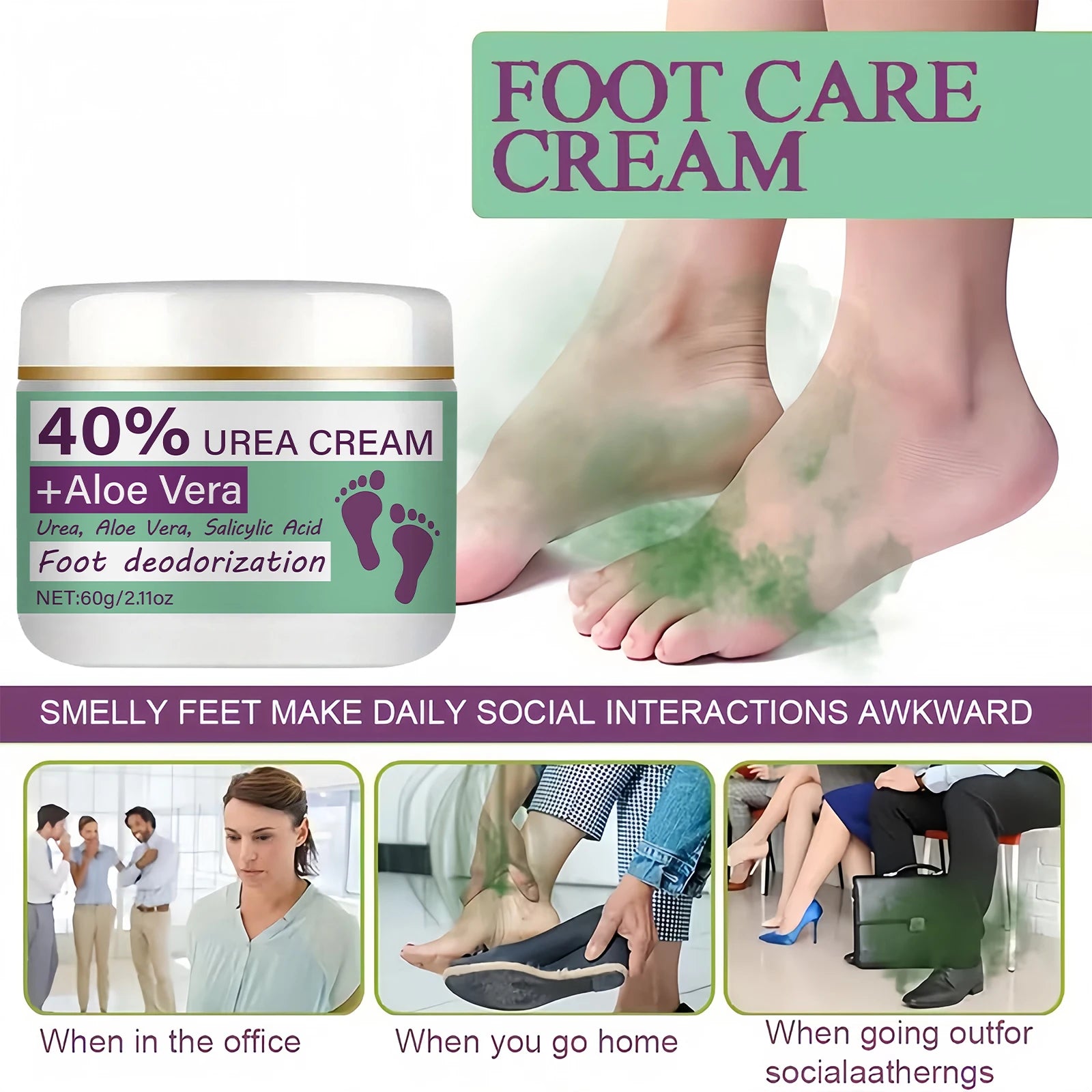 Foot Deodorant Cream - Powerful Odor Removal and Sweat Protection, Ergonomic Tube Design for Precise Application, Suitable for Daily Use and for Refreshing Your Feet Anytime