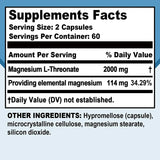 Magnesium L Threonate - Focus and Memory Enhancer, Supports Nerve Function, Muscle Strength, Bone and Joint HealthSupplements