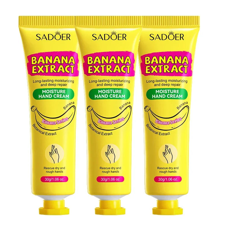 3/5Pcs Sadoer Banana Hand Cream Anti-Drying Crack Moisturizing Brightening Repairing Hand Creams for Hands Skin Care