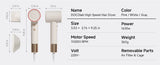 DOCO High Speed Hair Dryer 75m/s wind speed Negative Ion Hair Care 110000 Rpm UK/EU Plug Lightweight Home Travel Gift