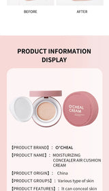 OCHEAL CC Cream Cushion Foundation Cream Long Lasting Moisturizing Concealer Foundation BB Cream For Face Makeup Concelear