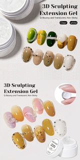 NICOLE DIARY White Non Stick Hand Extension Gel Nail Polish For 3D Shaping Carving Flower DIY Nail Art Extension Acrylic