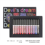 12 Lip Gloss Set Box for Halloween and Christmas Makeup with Pearlescent Shining, Waterproof, Durable, Natural Makeup, Shining,