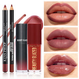 4Pcs/Set Velvet Lip Combo, Matte Lip Liner, Lip Oil Nude Gloss, Long-lasting Waterproof, Sophisticated Lip Look
