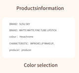 TX010 Thin Tube Matte Lipstick Waterproof Sweatproof Long-Lasting Makeup Resistant Dual Use on Lips And Cheeks