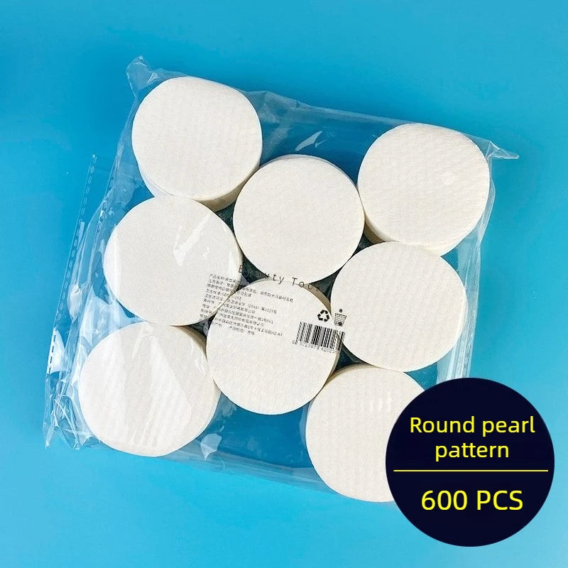 300/600pcs Round Facial Cleansing Pads High-Quality Makeup Remover Wipes Hypoallergenic Lint-Free Round Pads Light Beige