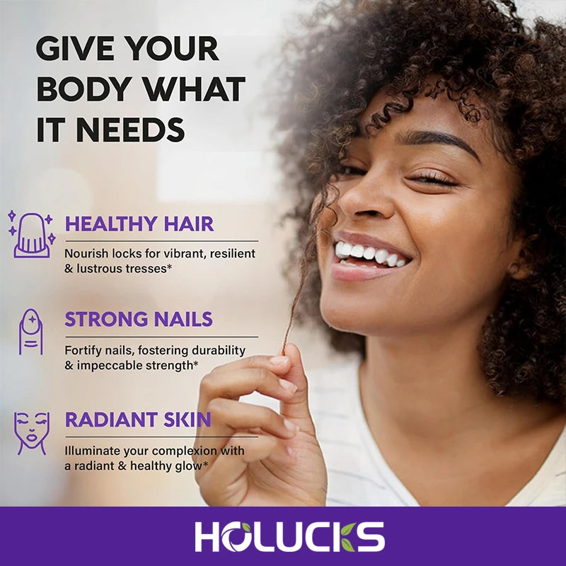 Biotin+Collagen+Keratin Capsules, Hydration, Promotes Hair Growth, Strengthens Weak Nails, Joints & Bones, Anti-Aging, Whitening